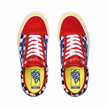 Damske Tenisky Vans Brighton Zeuner Old Skool Pro Svetlo Červené/Modre VA32RUFKT